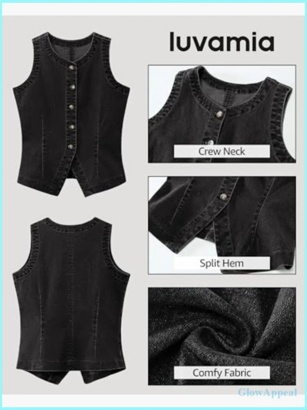 Denim Vest Top Sleeveless Button Down Casual Summer Western Waistcoat